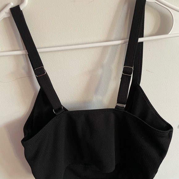 Black Cropped Ribbed Tank top Bra Top - Picture 2 of 2